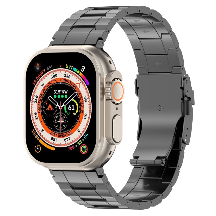 Safety Buckle Trapezoid Titanium Steel Watch Band, For Apple Watch SE 2023 44mm, For Apple Watch SE 2023 40mm, For Apple Watch Ultra 2 49mm, For Apple Watch Series 9 45mm, For Apple Watch Series 9 41mm, For Apple Watch Ultra 49mm                       ...
