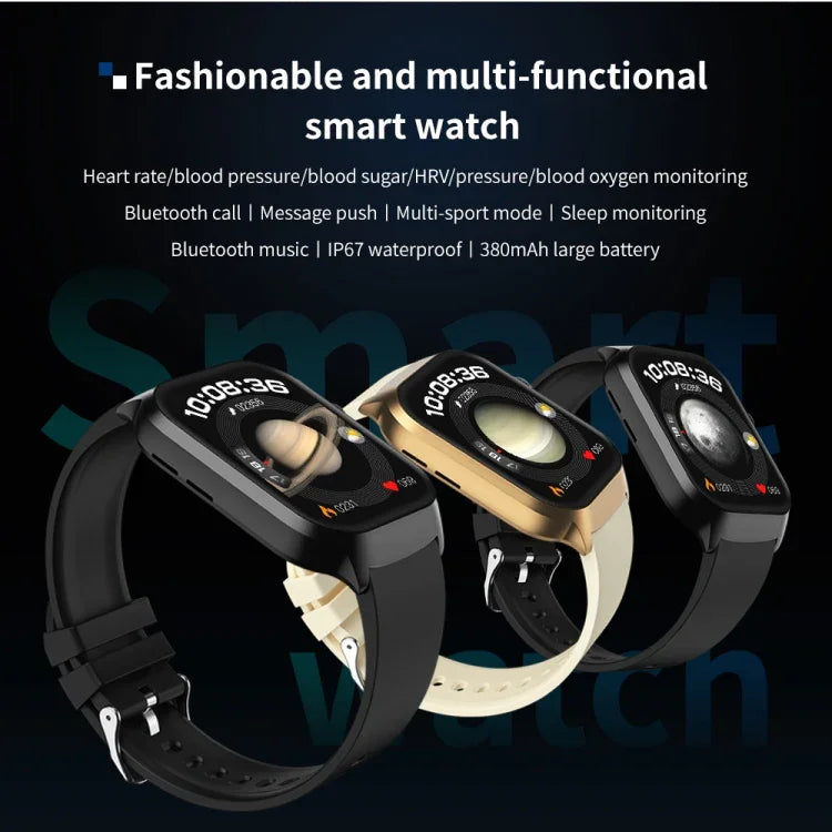 2.01 inch Leather Strap Bluetooth Call Smart Watch Support Heart Rate Monitoring / Non-invasive Blood Sugar, Leather Strap Black, Leather Strap Brown