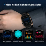 2.01 inch Leather Strap Bluetooth Call Smart Watch Support Heart Rate Monitoring / Non-invasive Blood Sugar, Leather Strap Black, Leather Strap Brown