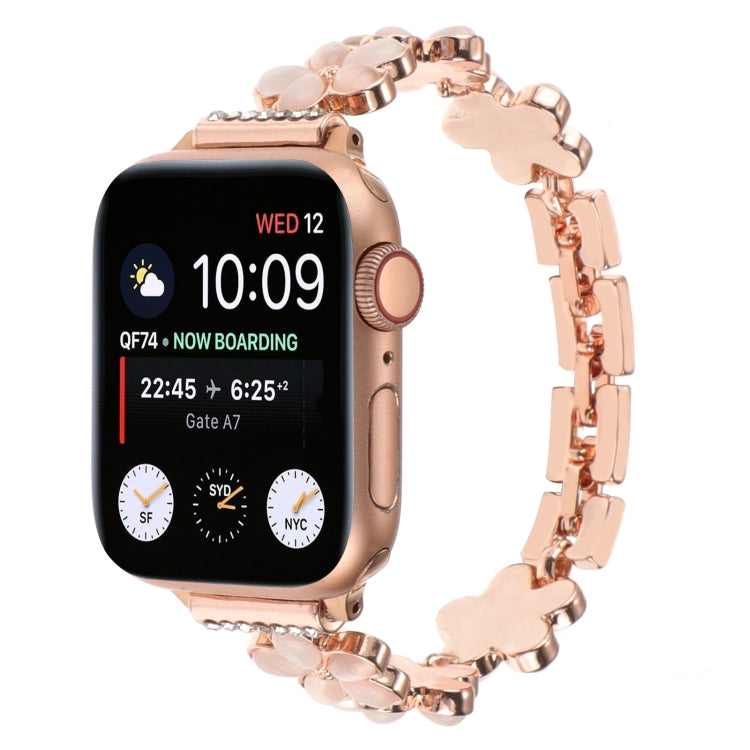 5-petaled Flower Zinc Alloy Chain Watch Band, For Apple Watch SE 2023 44mm, For Apple Watch SE 2023 40mm, For Apple Watch Ultra 2 49mm, For Apple Watch Series 9 45mm, For Apple Watch Series 9 41mm, For Apple Watch Ultra 49mm