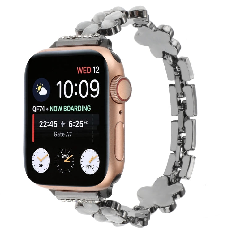 5-petaled Flower Zinc Alloy Chain Watch Band, For Apple Watch Series 8 41mm, For Apple Watch Series 8 45mm, For Apple Watch SE 2022 40mm, For Apple Watch SE 2022 44mm, For Apple Watch Series 7 41mm, For Apple Watch Series 7 45mm