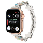 5-petaled Flower Zinc Alloy Chain Watch Band, For Apple Watch Series 8 41mm, For Apple Watch Series 8 45mm, For Apple Watch SE 2022 40mm, For Apple Watch SE 2022 44mm, For Apple Watch Series 7 41mm, For Apple Watch Series 7 45mm