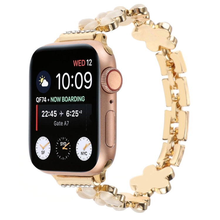 5-petaled Flower Zinc Alloy Chain Watch Band, For Apple Watch Series 8 41mm, For Apple Watch Series 8 45mm, For Apple Watch SE 2022 40mm, For Apple Watch SE 2022 44mm, For Apple Watch Series 7 41mm, For Apple Watch Series 7 45mm