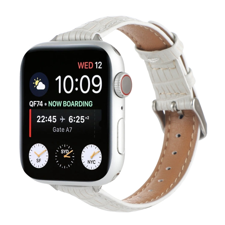 Slim Crocodile Leather Watch Band, For Apple Watch Series 4 44mm, For Apple Watch Series 4 40mm, For Apple Watch Series 3 38mm, For Apple Watch Series 3 42mm, For Apple Watch Series 2 42mm, For Apple Watch Series 2 38mm