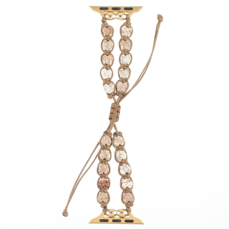 Heart Stones Drawstring Chain Watch Band, For Apple Watch SE 2023 44mm, For Apple Watch SE 2023 40mm, For Apple Watch Ultra 2 49mm, For Apple Watch Series 9 45mm, For Apple Watch Series 9 41mm, For Apple Watch Ultra 49mm, For Apple Watch Series 8 41mm ...
