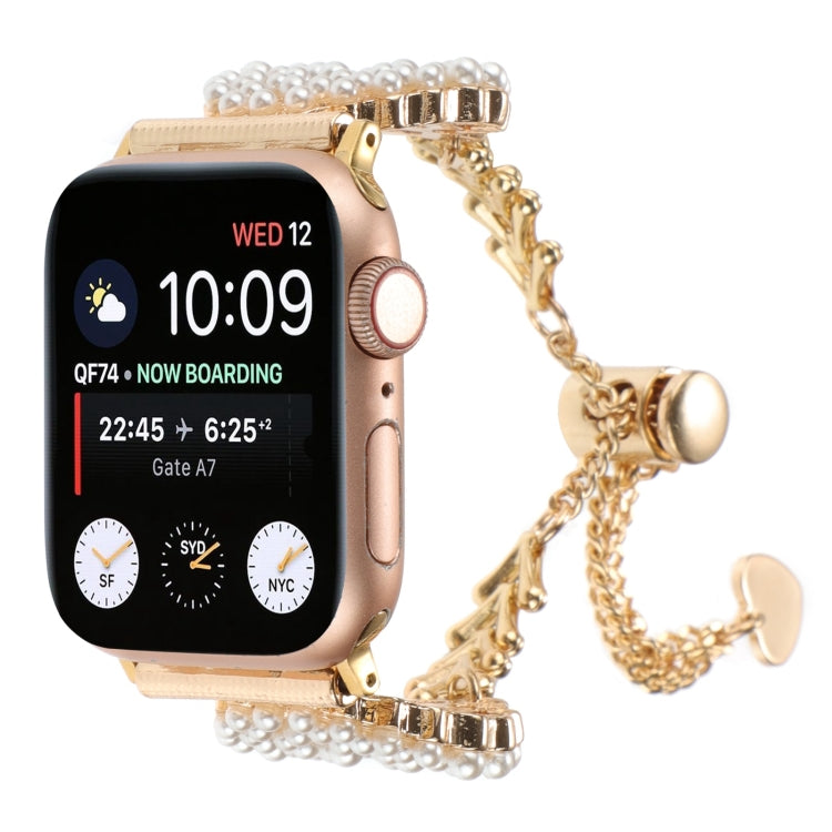 Pearl Round Zinc Alloy Chain Metal Watch Band, For Apple Watch SE 2023 44mm, For Apple Watch SE 2023 40mm, For Apple Watch Ultra 2 49mm, For Apple Watch Series 9 45mm, For Apple Watch Series 9 41mm, For Apple Watch Ultra 49mm                           ...