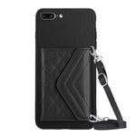 Rhombic Texture Card Bag RFID Phone Case with Long Lanyard, For iPhone 12 mini, For iPhone 11 Pro Max, For iPhone 11, For iPhone 11 Pro, For iPhone XS / X, For iPhone XR, For iPhone XS Max, For iPhone 8 Plus / 7 Plus
