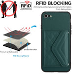 Rhombic Texture Card Bag RFID Phone Case with Long Lanyard, For iPhone SE 2022 / SE 2020, For iPhone 13 Pro Max, For iPhone 13 Pro, For iPhone 13, For iPhone 13 mini, For iPhone 12, For iPhone 12 Pro Max, For iPhone 12 Pro