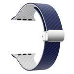 Carbon Fiber Magnetic Silver Buckle Watch Band, For Apple Watch Series 9 45mm, For Apple Watch Series 9 41mm, For Apple Watch Ultra 49mm
