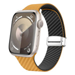 Carbon Fiber Magnetic Silver Buckle Watch Band, For Apple Watch Series 9 45mm, For Apple Watch Series 9 41mm, For Apple Watch Ultra 49mm