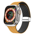 Carbon Fiber Magnetic Silver Buckle Watch Band, For Apple Watch Series 9 45mm, For Apple Watch Series 9 41mm, For Apple Watch Ultra 49mm
