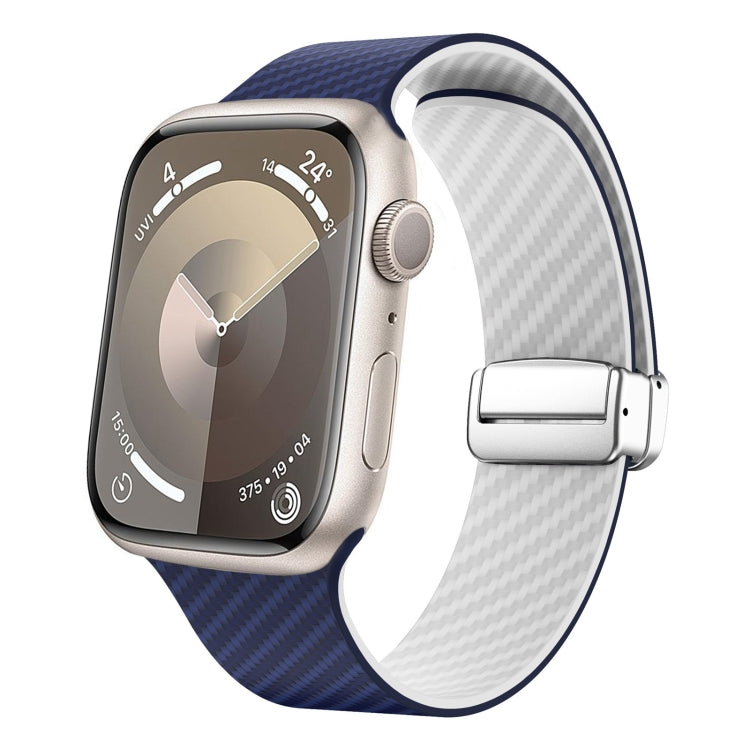 Carbon Fiber Magnetic Silver Buckle Watch Band, For Apple Watch Series 4 44mm, For Apple Watch Series 4 40mm, For Apple Watch Series 3 38mm