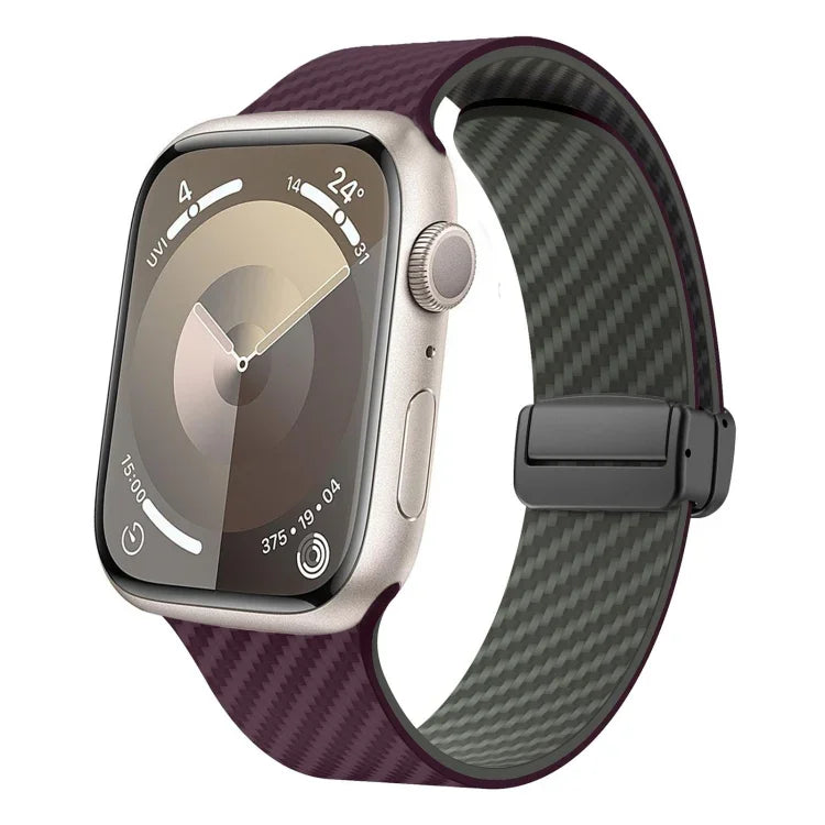 Carbon Fiber Magnetic Black Buckle Watch Band, For Apple Watch 42mm, For Apple Watch 38mm
