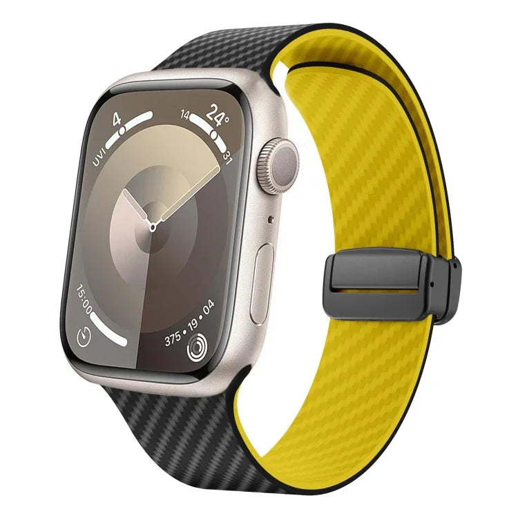 Carbon Fiber Magnetic Black Buckle Watch Band, For Apple Watch 42mm, For Apple Watch 38mm