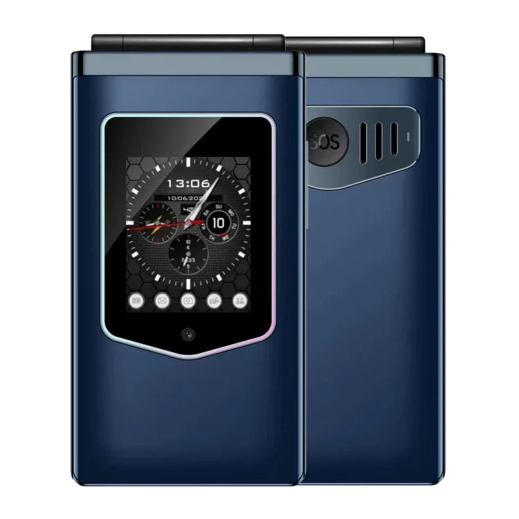 HAMTOD T8 4G Flip Phone, 2.8 inch + 1.77 inch, VoLTE, BT, SOS, OTG, EU Version