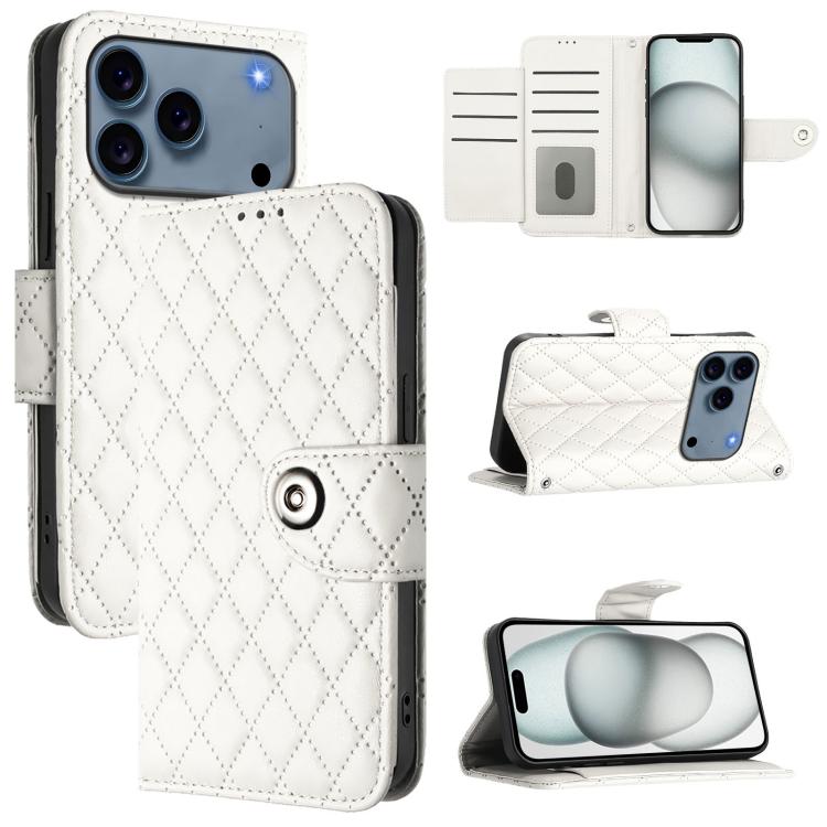 Rhombic Texture Flip Leather Phone Case with Lanyard, For iPhone 17 Pro Max, For iPhone 17 Pro, For iPhone 17, For iPhone Air, For iPhone SE 2024, For iPhone 16 Pro Max, For iPhone 16 Pro, For iPhone 16 Plus