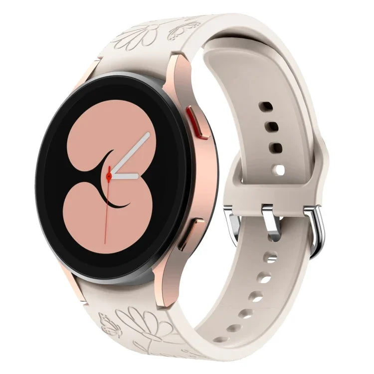 Butterfly Flower Embossed Silicone Watch Band, For Samsung Galaxy Watch 6