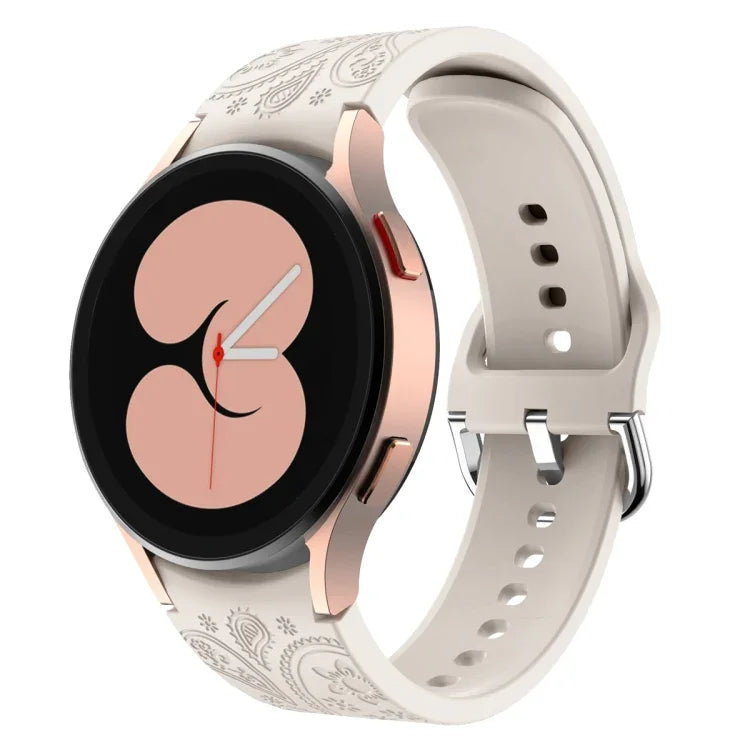 Ethnic Style Flowers Embossed Silicone Watch Band, For Samsung Galaxy Watch 6