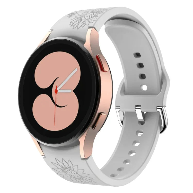 Sunflower Pattern Embossed Silicone Watch Band, For Samsung Galaxy Watch 6