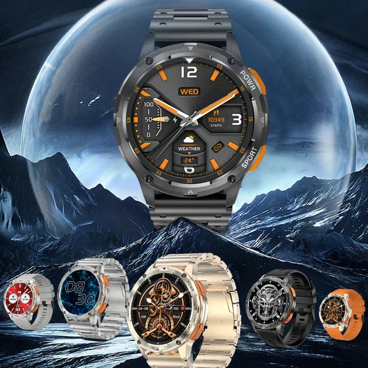 AK59 1.43 inch AMLOED Round Screen Steel Strap Smart Watch