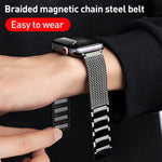 Magnetic Clasp Braided Chain Stainless Steel Watch Band, For Apple Watch SE 2023 44mm, For Apple Watch SE 2023 40mm, For Apple Watch Ultra 2 49mm, For Apple Watch Series 9 45mm, For Apple Watch Series 9 41mm, For Apple Watch Ultra 49mm                 ...