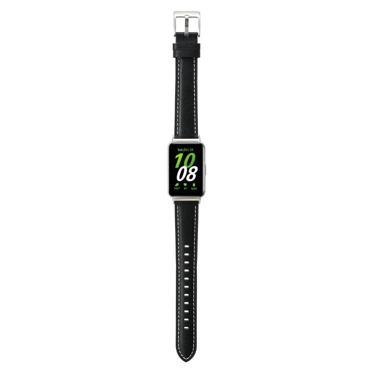 Pointed Tail Genuine Leather Watch Band, For Samsung Galaxy Fit 3