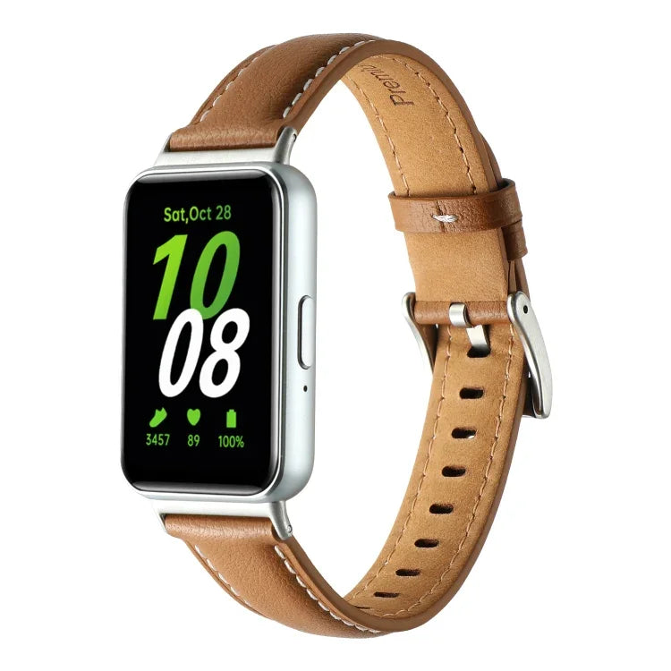 Pointed Tail Genuine Leather Watch Band, For Samsung Galaxy Fit 3