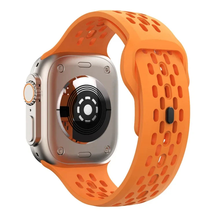 Oval Holes Fluororubber Watch Band, For Apple Watch Series 6 44mm, For Apple Watch Series 5 44mm, For Apple Watch Series 4 44mm, For Apple Watch Series 3 42mm, For Apple Watch Series 2 42mm, For Apple Watch 42mm