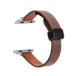 Slim Magnetic Buckle Genuine Leather Watch Band, For Apple Watch Series 9 41mm