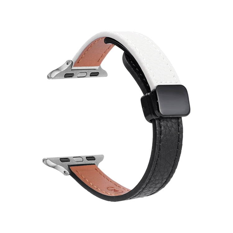 Slim Magnetic Buckle Genuine Leather Watch Band, For Apple Watch Series 9 41mm