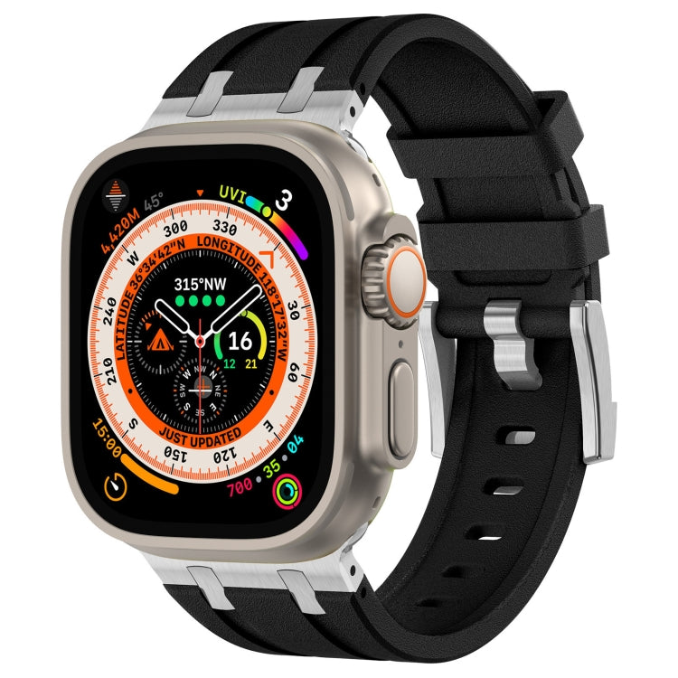 Stone Grain Liquid Silicone Watch Band, For Apple Watch SE 2023 44mm, For Apple Watch Ultra 2 49mm, For Apple Watch Series 9 45mm, For Apple Watch Ultra 49mm