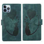 Pen Heart Cat Embossed Leather Phone Case, For iPhone 13 mini, For iPhone 12, For iPhone 12 Pro Max, For iPhone 12 Pro, For iPhone 12 mini, For iPhone 11 Pro Max, For iPhone 11, For iPhone 11 Pro