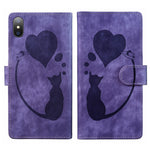 Pen Heart Cat Embossed Leather Phone Case, For iPhone X / XS, For iPhone XR, For iPhone XS Max, For iPhone 7 Plus / 8 Plus