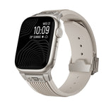 Vertical Texture Titanium Buckle Elastic Silicone Watch Band, For Apple Watch Series 10 46mm, For Apple Watch Series 10 42mm, For Apple Watch SE 2023 44mm, For Apple Watch Ultra 2 49mm, For Apple Watch Series 9 45mm, For Apple Watch Ultra 49mm         ...