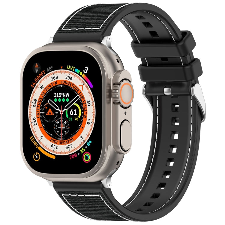 Ordinary Buckle Hybrid Nylon Braid Silicone Watch Band, For Apple Watch SE 40mm, For Apple Watch SE 44mm, For Apple Watch Series 6 40mm, For Apple Watch Series 6 44mm, For Apple Watch Series 5 44mm, For Apple Watch Series 5 40mm                        ...