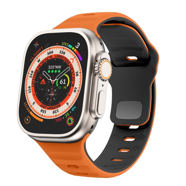 Wave Texture Reverse Buckle Silicone Watch Band, For Apple Watch Ultra 2 49mm, For Apple Watch Series 9 45mm, For Apple Watch Series 9 41mm, For Apple Watch Ultra 49mm