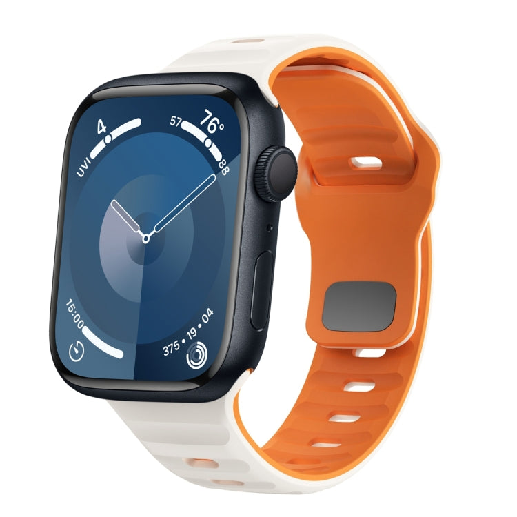 Wave Texture Reverse Buckle Silicone Watch Band, For Apple Watch Ultra 2 49mm, For Apple Watch Series 9 45mm, For Apple Watch Series 9 41mm, For Apple Watch Ultra 49mm
