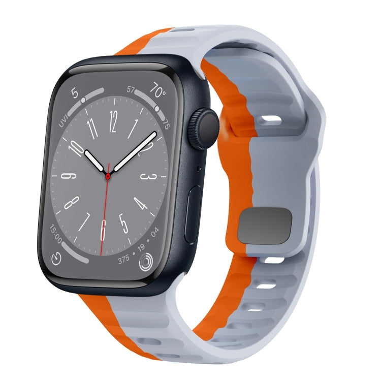 Wave Texture Reverse Buckle Silicone Watch Band, For Apple Watch Series 8 41mm, For Apple Watch Series 8 45mm, For Apple Watch SE 2022 40mm, For Apple Watch SE 2022 44mm