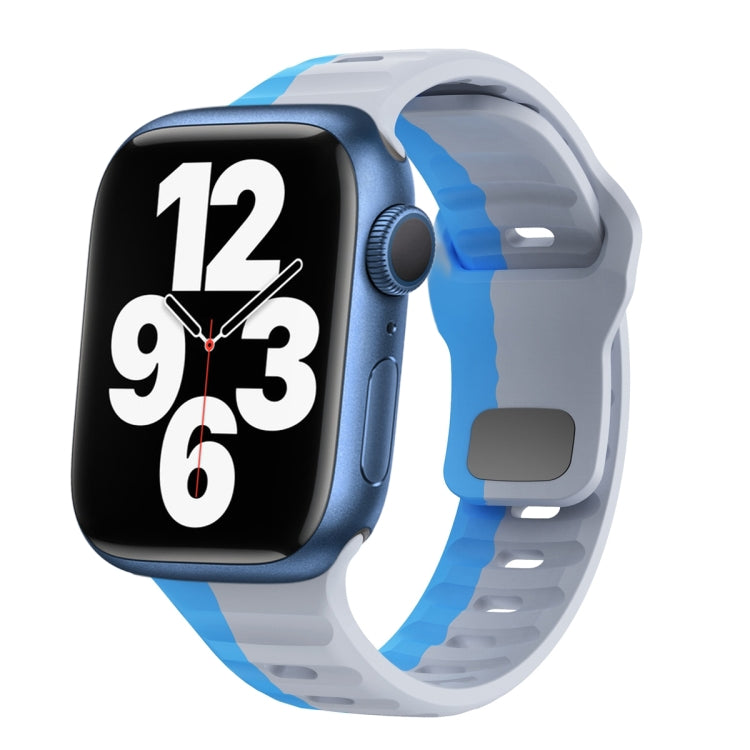 Wave Texture Reverse Buckle Silicone Watch Band, For Apple Watch Series 7 41mm, For Apple Watch Series 7 45mm, For Apple Watch SE 40mm, For Apple Watch SE 44mm