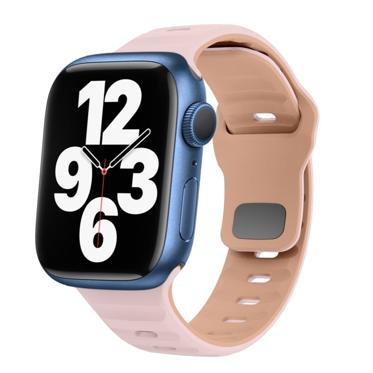 Wave Texture Reverse Buckle Silicone Watch Band, For Apple Watch Series 7 41mm, For Apple Watch Series 7 45mm, For Apple Watch SE 40mm, For Apple Watch SE 44mm