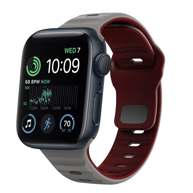 Wave Texture Reverse Buckle Silicone Watch Band, For Apple Watch Series 7 41mm, For Apple Watch Series 7 45mm, For Apple Watch SE 40mm, For Apple Watch SE 44mm