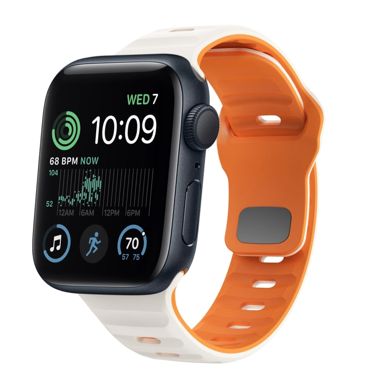 Wave Texture Reverse Buckle Silicone Watch Band, For Apple Watch Series 7 41mm, For Apple Watch Series 7 45mm, For Apple Watch SE 40mm, For Apple Watch SE 44mm
