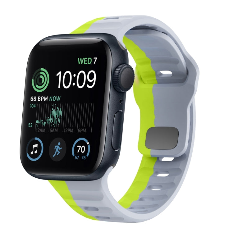 Wave Texture Reverse Buckle Silicone Watch Band, For Apple Watch Series 7 41mm, For Apple Watch Series 7 45mm, For Apple Watch SE 40mm, For Apple Watch SE 44mm
