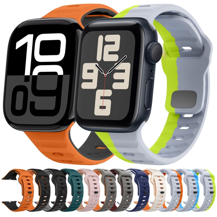 Wave Texture Reverse Buckle Silicone Watch Band, For Apple Watch Series 8 41mm, For Apple Watch Series 8 45mm, For Apple Watch SE 2022 40mm, For Apple Watch SE 2022 44mm