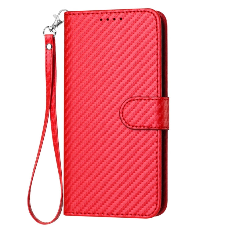 YX0070 Carbon Fiber Buckle Leather Phone Case with Lanyard, For iPhone 17e / 16e, For iPhone 17 Pro Max, For iPhone 17 Pro, For iPhone 17, For iPhone Air, For iPhone 16 Pro Max