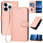 YX0070 Carbon Fiber Buckle Leather Phone Case with Lanyard, For iPhone 16 Pro, For iPhone 16 Plus, For iPhone 16, For iPhone 15 Pro Max, For iPhone 15 Pro, For iPhone 15 Plus