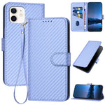 YX0070 Carbon Fiber Buckle Leather Phone Case with Lanyard, For iPhone 13 Pro Max, For iPhone 13 Pro, For iPhone 13, For iPhone 13 mini, For iPhone 12 / 12 Pro, For iPhone 12 Pro Max