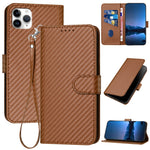 YX0070 Carbon Fiber Buckle Leather Phone Case with Lanyard, For iPhone 12 mini, For iPhone 11 Pro Max, For iPhone 11, For iPhone 11 Pro, For iPhone X / XS, For iPhone XR