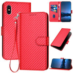 YX0070 Carbon Fiber Buckle Leather Phone Case with Lanyard, For iPhone 12 mini, For iPhone 11 Pro Max, For iPhone 11, For iPhone 11 Pro, For iPhone X / XS, For iPhone XR