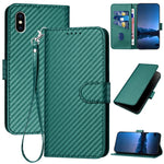 YX0070 Carbon Fiber Buckle Leather Phone Case with Lanyard, For iPhone 12 mini, For iPhone 11 Pro Max, For iPhone 11, For iPhone 11 Pro, For iPhone X / XS, For iPhone XR
